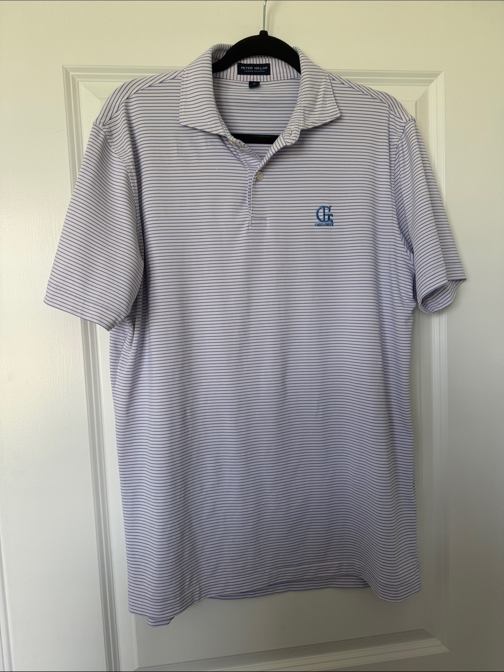 Peter Millar Men’s Light Blue Striped Polo Shirt